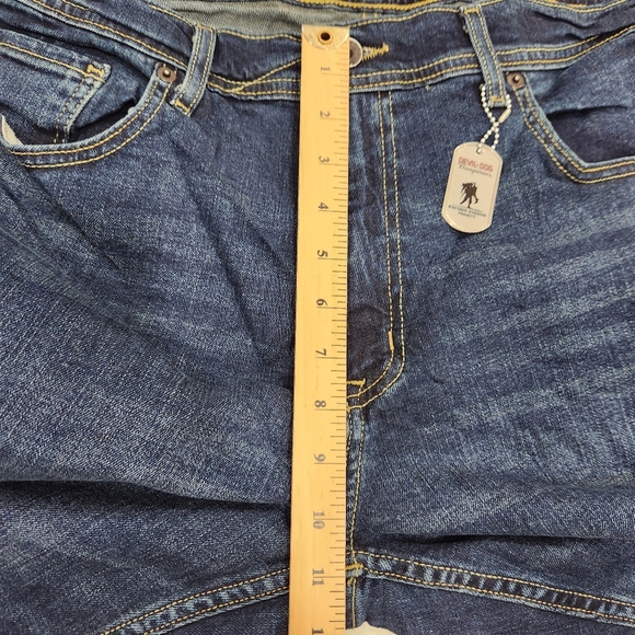 Devil Dog Jeans Dungarees Dark Blue Wash Straight Stretch Denim Mens 36x30 - Picture 12 of 15